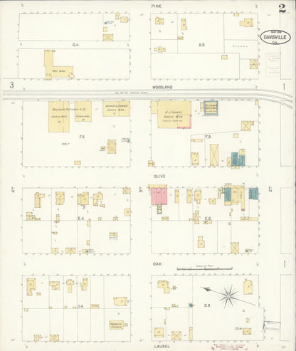 Sanborn Fire Insurance Map from Davis, Yolo County, California (1900), Sheet #0002 - Complete Map Set gallery image, historic Sanborn map, vintage wall art, California California