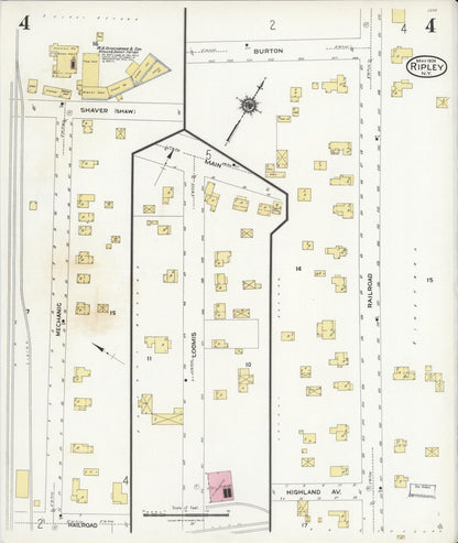 Sanborn Fire Insurance Map from Ripley, Chautauqua County, New York (1924), Sheet #0004 - Historic Sanborn Fire Insurance Map Print, vintage old map wall art, antique decor, genealogy gift, New York New York map