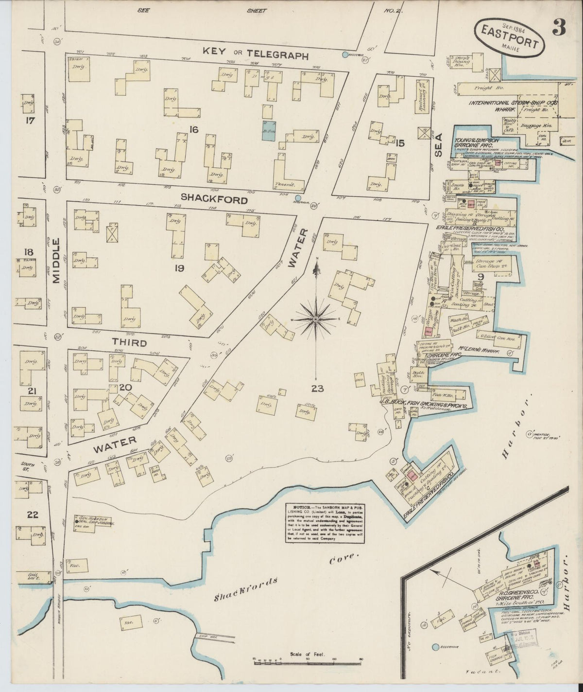 Sanborn Fire Insurance Map from Eastport, Washington County, Maine (1884), Sheet #0003 - Complete Map Set gallery image, historic Sanborn map, vintage wall art, Maine Maine