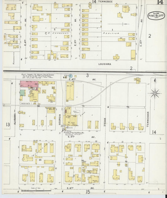 Sanborn Fire Insurance Map from Pine Bluff, Jefferson County, Arkansas (1896), Sheet #0014 - Historic Sanborn Fire Insurance Map Print, vintage old map wall art, antique decor, genealogy gift, Arkansas Arkansas map