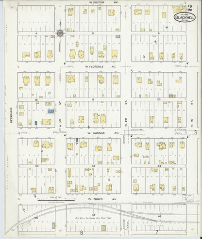 Sanborn Fire Insurance Map from Blackwell, Kay County, Oklahoma (1918), Sheet #0002 - Complete Map Set gallery image, historic Sanborn map, vintage wall art, Oklahoma Oklahoma