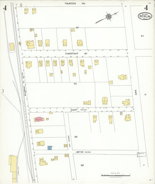 Sanborn Fire Insurance Map from Berlin, Camden County, New Jersey (1923), Sheet #0004 - Historic Sanborn Fire Insurance Map Print, vintage old map wall art, antique decor, genealogy gift, New Jersey New Jersey map