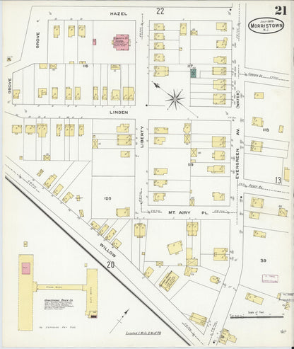 Sanborn Fire Insurance Map from Morristown, Morris County, New Jersey (1909), Sheet #0021 - Complete Map Set gallery image, historic Sanborn map, vintage wall art, New Jersey New Jersey