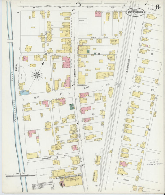 Sanborn Fire Insurance Map from Watsontown, Northumberland County, Pennsylvania (1901), Sheet #0006 - Historic Sanborn Fire Insurance Map Print, vintage old map wall art, antique decor, genealogy gift, Pennsylvania Pennsylvania map