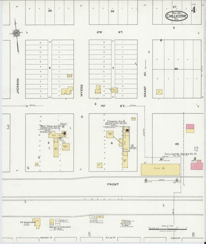 Sanborn Fire Insurance Map from Chillicothe, Hardeman County, Texas (1921), Sheet #0004 - Historic Sanborn Fire Insurance Map Print, vintage old map wall art, antique decor, genealogy gift, Texas Texas map