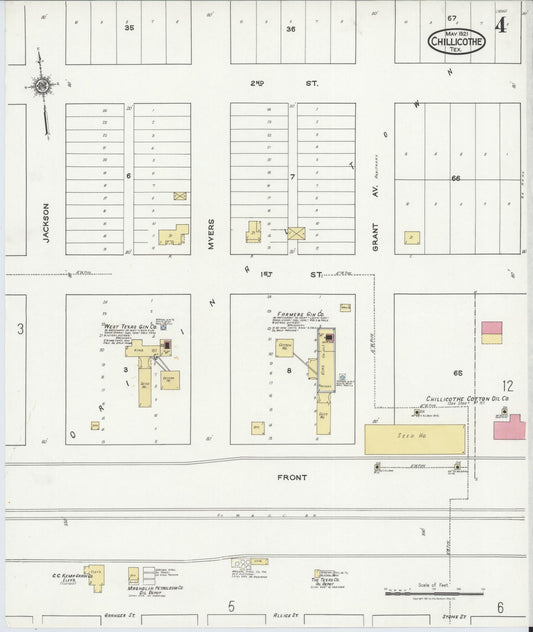Sanborn Fire Insurance Map from Chillicothe, Hardeman County, Texas (1921), Sheet #0004 - Historic Sanborn Fire Insurance Map Print, vintage old map wall art, antique decor, genealogy gift, Texas Texas map