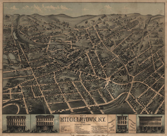 View of Middletown, N.Y. : 1874 (1874) – Historic Bird’s-Eye View Panorama Print
