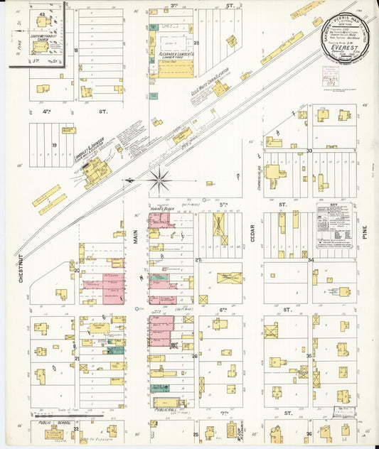 Sanborn Fire Insurance Map from Everest, Brown County, Kansas (1901), Sheet #0001 - Historic Sanborn Fire Insurance Map Print, vintage old map wall art, antique decor, genealogy gift, Kansas Kansas map