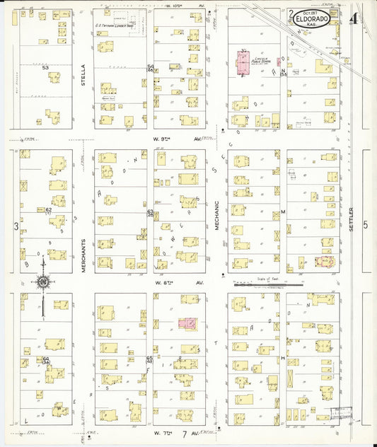 Sanborn Fire Insurance Map from El Dorado, Butler County, Kansas (1917), Sheet #0004 - Historic Sanborn Fire Insurance Map Print, vintage old map wall art, antique decor, genealogy gift, Kansas Kansas map
