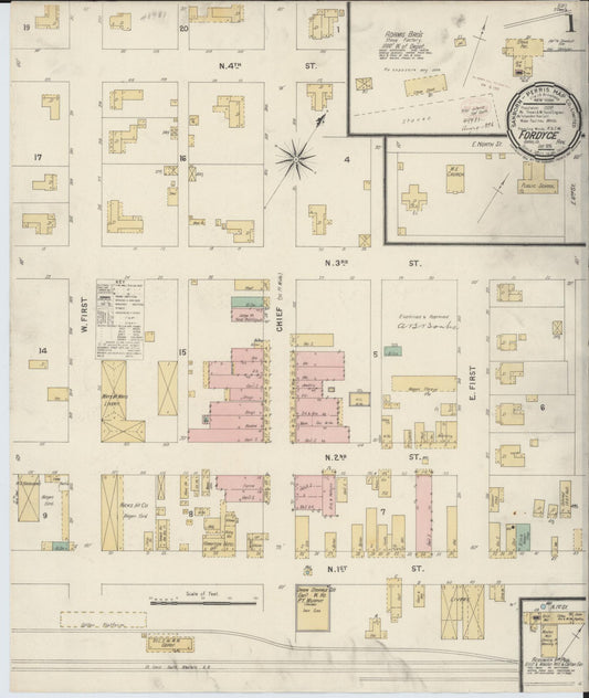Sanborn Fire Insurance Map from Fordyce, Dallas County, Arkansas (1896), Sheet #0001 - Historic Sanborn Fire Insurance Map Print, vintage old map wall art, antique decor, genealogy gift, Arkansas Arkansas map