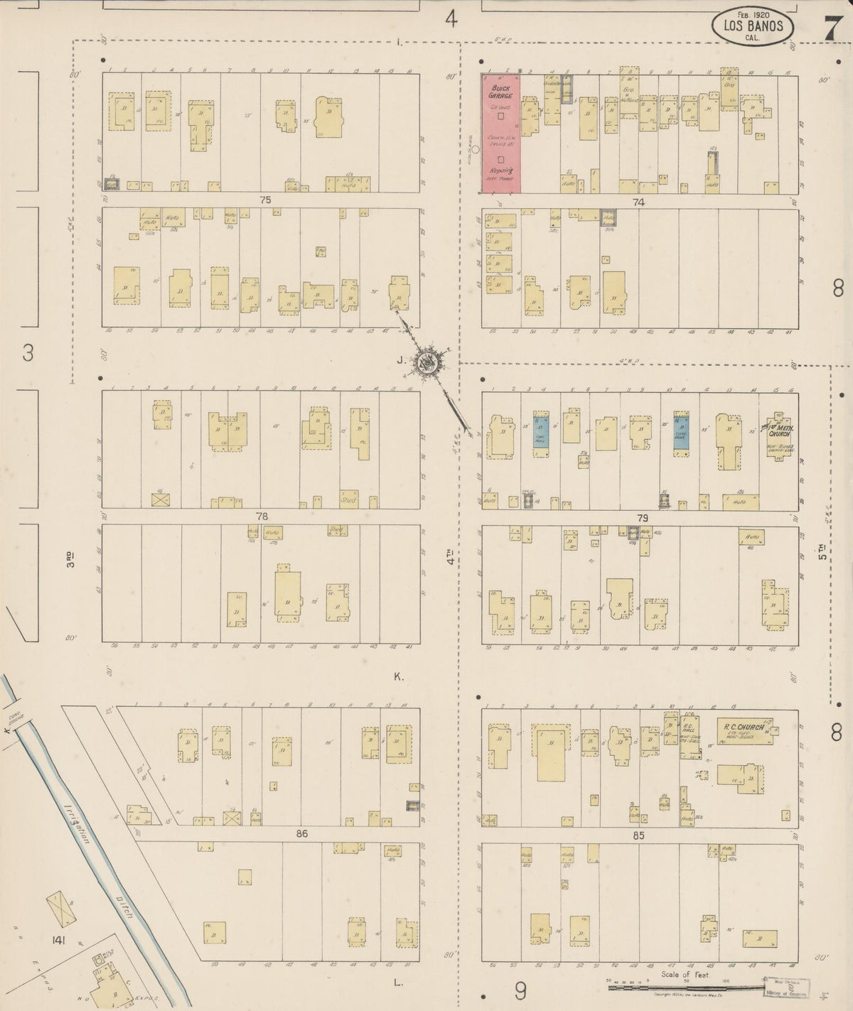 Sanborn Fire Insurance Map from Los Banos, Merced County, California (1920), Sheet #0007 - Complete Map Set gallery image, historic Sanborn map, vintage wall art, California California