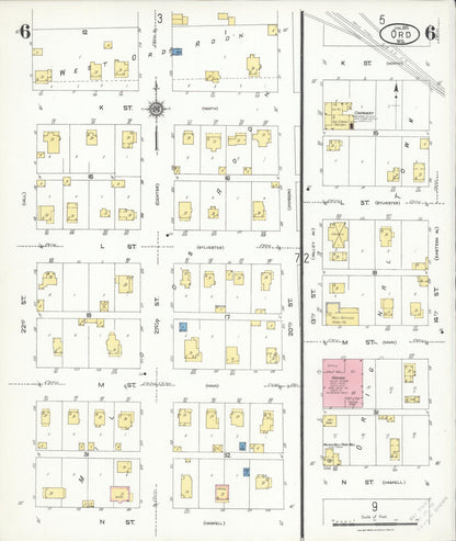Sanborn Fire Insurance Map from Ord, Valley County, Nebraska (1924), Sheet #0006 - Complete Map Set gallery image, historic Sanborn map, vintage wall art, Nebraska Nebraska
