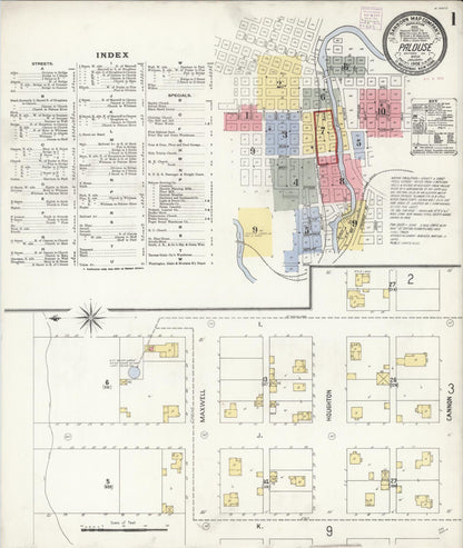 Sanborn Fire Insurance Map from Palouse City, Whitman County, Washington (1908), Sheet #0001 - Complete Map Set gallery image, historic Sanborn map, vintage wall art, Washington Washington