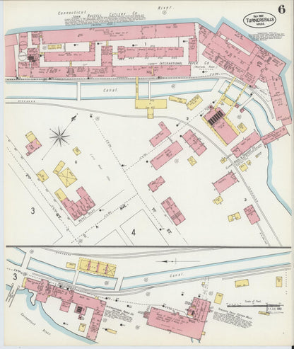 Sanborn Fire Insurance Map from Turners Falls, Franklin County, Massachusetts (1902), Sheet #0006 - Historic Sanborn Fire Insurance Map Print, vintage old map wall art, antique decor, genealogy gift, Massachusetts Massachusetts map