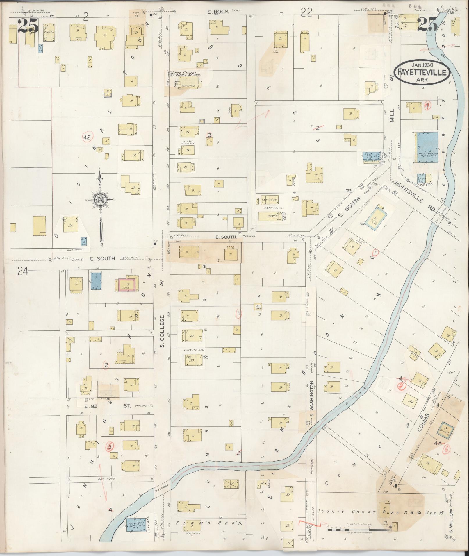 Sanborn Fire Insurance Map from Fayetteville, Washington County, Arkansas (1948), Sheet #0025 - Complete Map Set gallery image, historic Sanborn map, vintage wall art, Arkansas Arkansas
