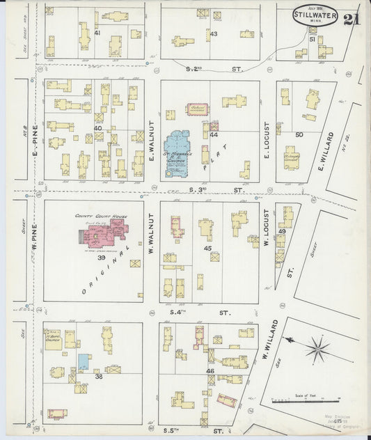 Sanborn Fire Insurance Map from Stillwater, Washington County, Minnesota (1891), Sheet #0021 - Historic Sanborn Fire Insurance Map Print, vintage old map wall art, antique decor, genealogy gift, Minnesota Minnesota map