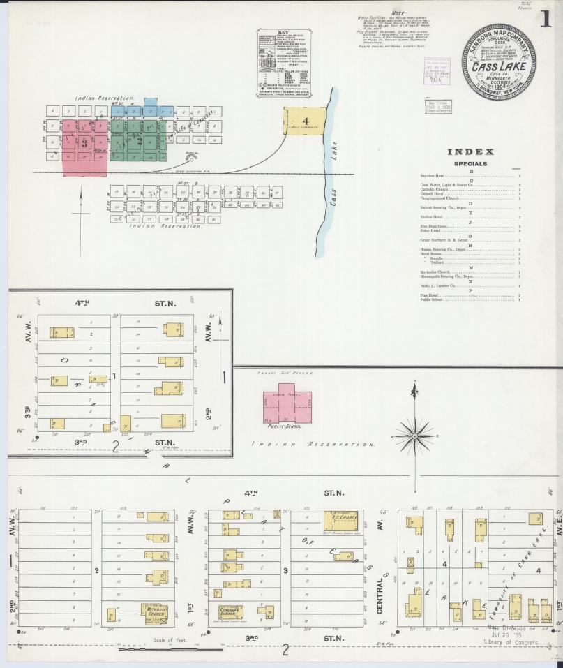 Sanborn Fire Insurance Map from Cass Lake, Cass County, Minnesota. (1904) – Map View