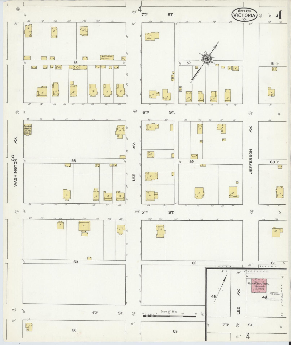 Sanborn Fire Insurance Map from Victoria, Lunenburg County, Virginia (1915), Sheet #0004 - Complete Map Set gallery image, historic Sanborn map, vintage wall art, Virginia Virginia