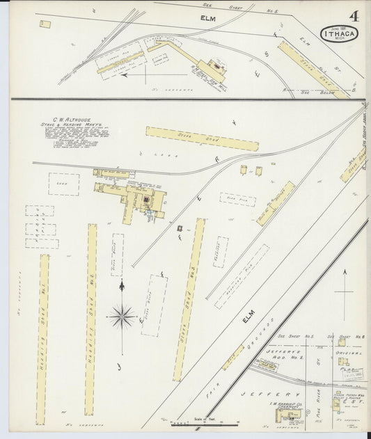 Sanborn Fire Insurance Map from Ithaca, Gratiot County, Michigan (1891), Sheet #0004 - Historic Sanborn Fire Insurance Map Print, vintage old map wall art, antique decor, genealogy gift, Michigan Michigan map