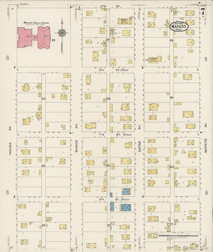 Sanborn Fire Insurance Map from Wapato, Yakima County, Washington (1922), Sheet #0007 - Complete Map Set gallery image, historic Sanborn map, vintage wall art, Washington Washington