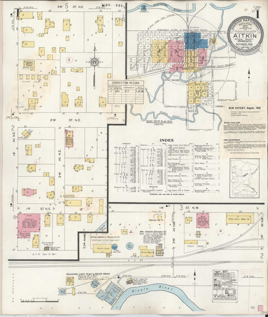 Sanborn Fire Insurance Map from Aitkin, Aitkin County, Minnesota (1936), Sheet #0001 - Complete Map Set gallery image, historic Sanborn map, vintage wall art, Minnesota Minnesota