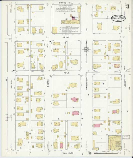 Sanborn Fire Insurance Map from Chillicothe, Livingston County, Missouri (1916), Sheet #0003 - Historic Sanborn Fire Insurance Map Print, vintage old map wall art, antique decor, genealogy gift, Missouri Missouri map