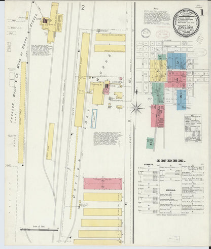 Sanborn Fire Insurance Map from Gaylord, Otsego County, Michigan (1898), Sheet #0001 - Historic Sanborn Fire Insurance Map Print, vintage old map wall art, antique decor, genealogy gift, Michigan Michigan map