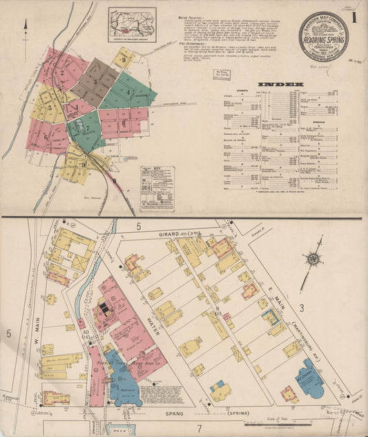 Sanborn Fire Insurance Map from Roaring Spring, Blair County, Pennsylvania (1922), Sheet #0001 - Historic Sanborn Fire Insurance Map Print, vintage old map wall art, antique decor, genealogy gift, Pennsylvania Pennsylvania map