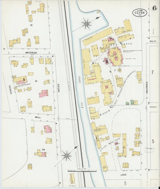 Sanborn Fire Insurance Map from Clyde, Wayne County, New York (1901), Sheet #0006 - Historic Sanborn Fire Insurance Map Print, vintage old map wall art, antique decor, genealogy gift, New York New York map