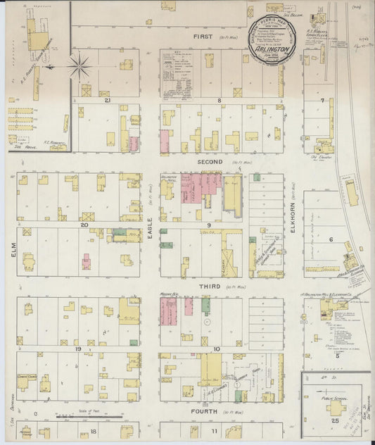 Sanborn Fire Insurance Map from Arlington, Washington County, Nebraska. (1894) – Historic Sanborn Fire Insurance Map Print