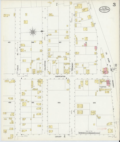 Sanborn Fire Insurance Map from Glen Cove, Nassau County, New York (1908), Sheet #0003 - Historic Sanborn Fire Insurance Map Print, vintage old map wall art, antique decor, genealogy gift, New York New York map