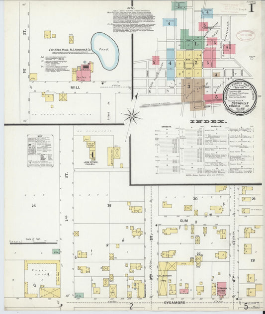 Sanborn Fire Insurance Map from Boonville, Warrick County, Indiana (1899), Sheet #0001 - Historic Sanborn Fire Insurance Map Print, vintage old map wall art, antique decor, genealogy gift, Indiana Indiana map