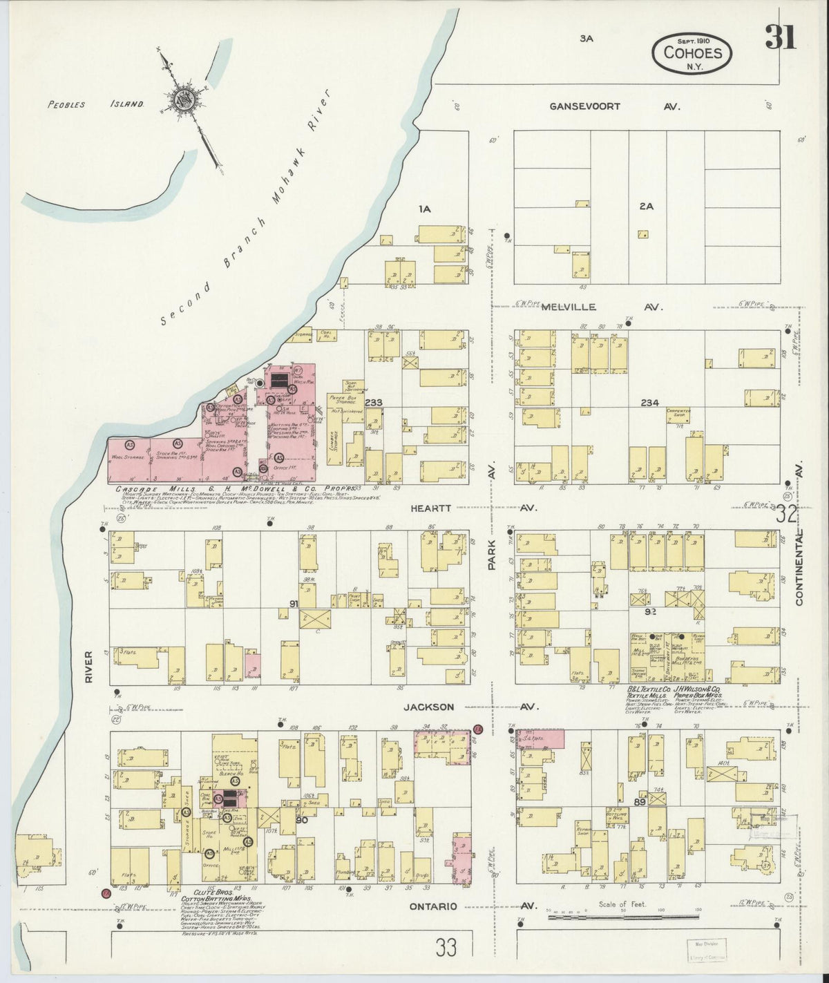 Sanborn Fire Insurance Map from Cohoes, Albany County, New York (1910), Sheet #0031 - Historic Sanborn Fire Insurance Map Print, vintage old map wall art, antique decor, genealogy gift, New York New York map