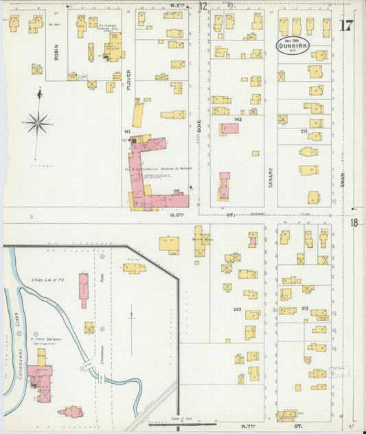Sanborn Fire Insurance Map from Dunkirk, Chautauqua County, New York (1904), Sheet #0017 - Historic Sanborn Fire Insurance Map Print, vintage old map wall art, antique decor, genealogy gift, New York New York map
