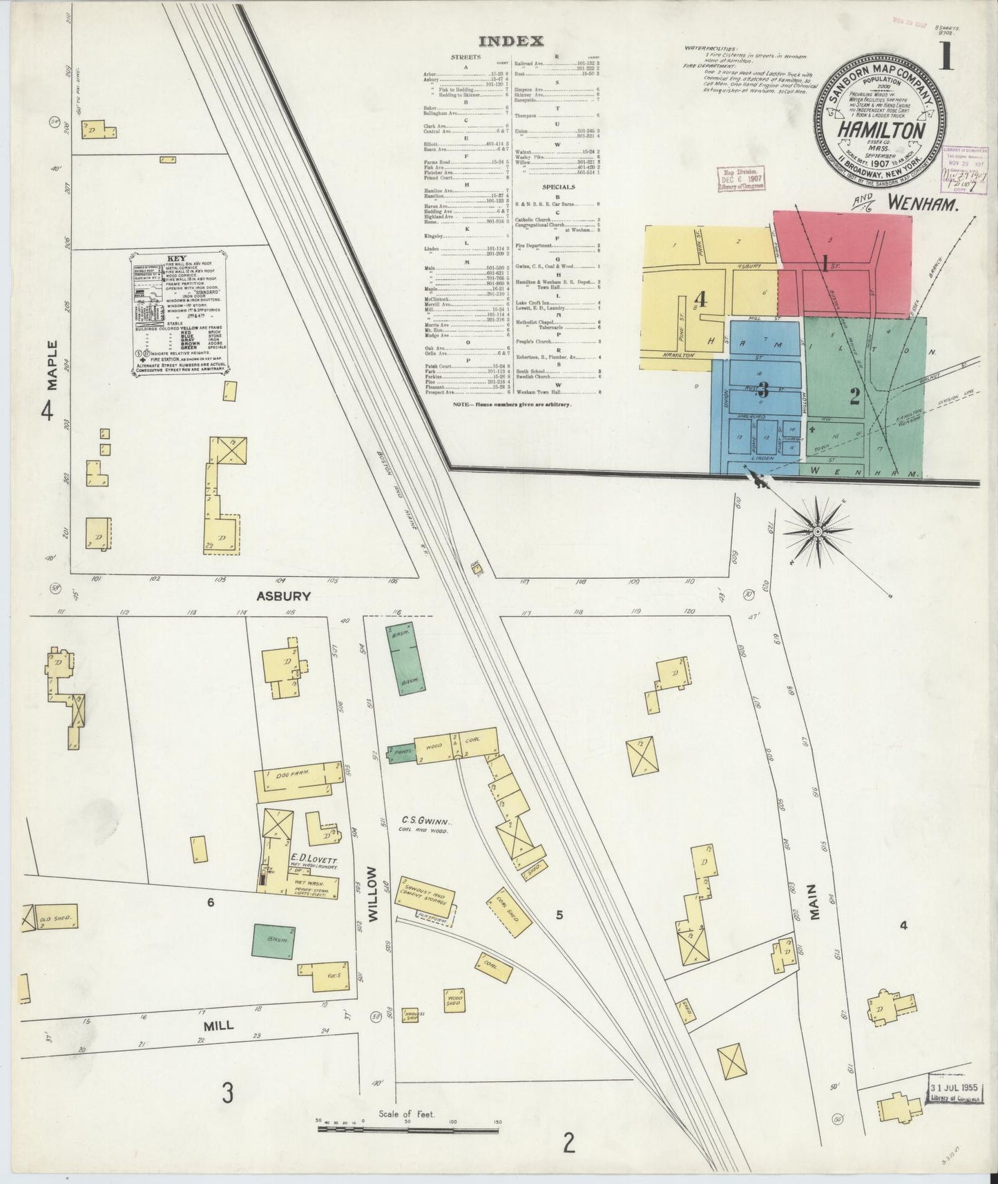 Sanborn Fire Insurance Map from Hamilton, Essex County, Massachusetts. (1907) – Historic Sanborn Fire Insurance Map Print