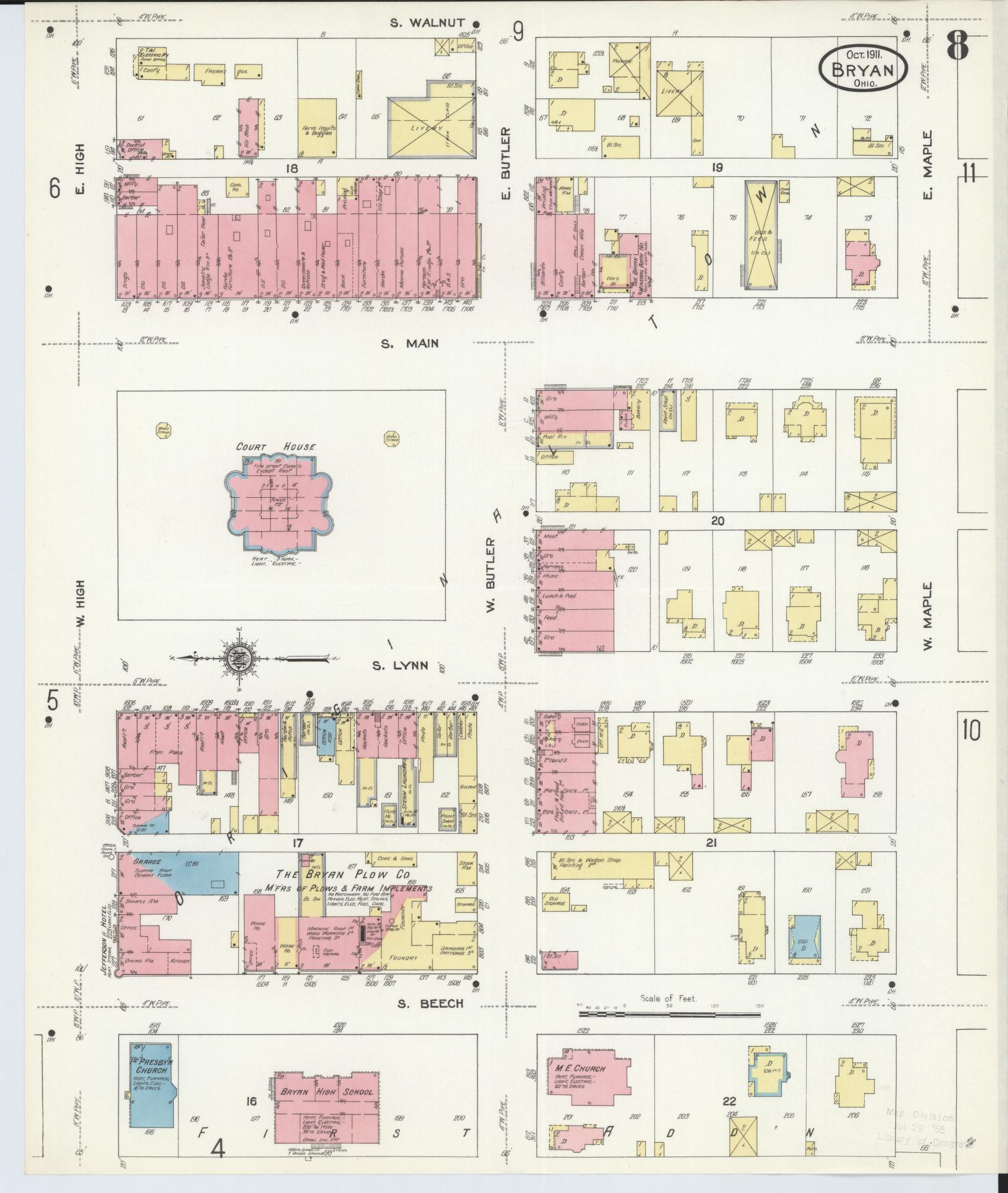 Sanborn Fire Insurance Map from Bryan, Williams County, Ohio (1911), Sheet #0008 - Complete Map Set gallery image, historic Sanborn map, vintage wall art, Ohio Ohio