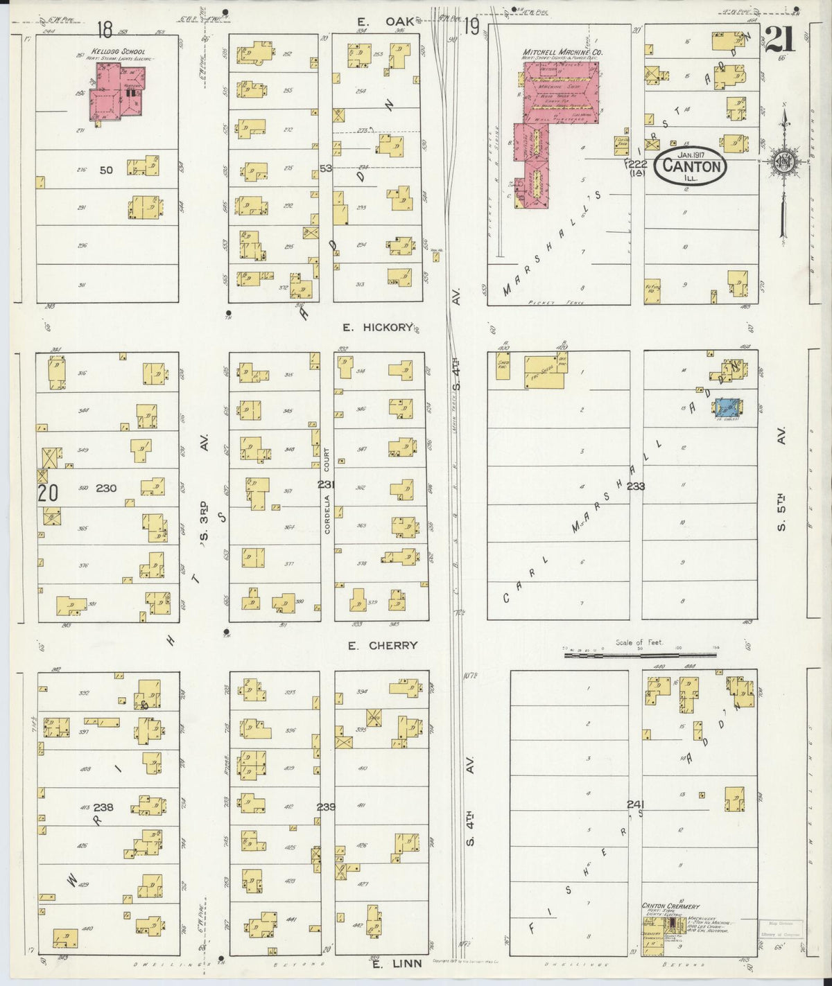 Sanborn Fire Insurance Map from Canton, Fulton County, Illinois (1917), Sheet #0021 - Complete Map Set gallery image, historic Sanborn map, vintage wall art, Illinois Illinois