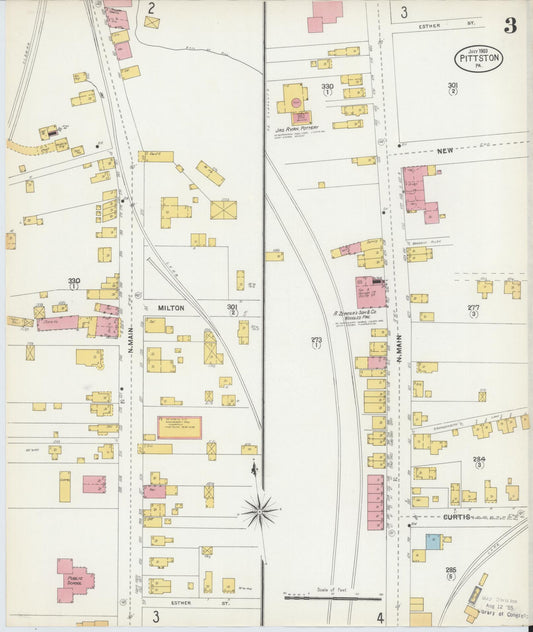 Sanborn Fire Insurance Map from Pittston, Luzerne County, Pennsylvania (1903), Sheet #0003 - Historic Sanborn Fire Insurance Map Print, vintage old map wall art, antique decor, genealogy gift, Pennsylvania Pennsylvania map