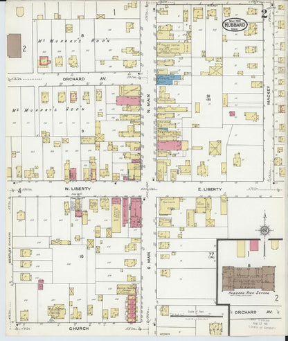 Sanborn Fire Insurance Map from Hubbard, Trumbull County, Ohio (1921), Sheet #0002 - Historic Sanborn Fire Insurance Map Print, vintage old map wall art, antique decor, genealogy gift, Ohio Ohio map
