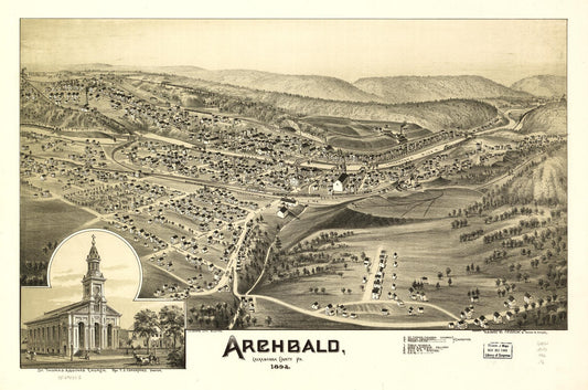 Archbald, Lackawanna County, Pa. 1892. (1892) – Historic Bird’s-Eye View Panorama Print
