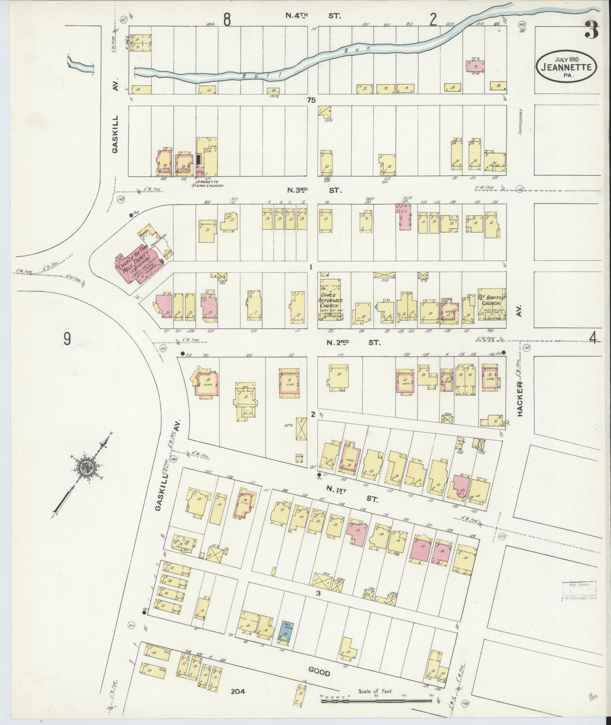 Sanborn Fire Insurance Map from Jeannette, Westmoreland County, Pennsylvania (1910), Sheet #0003 - Complete Map Set gallery image, historic Sanborn map, vintage wall art, Pennsylvania Pennsylvania
