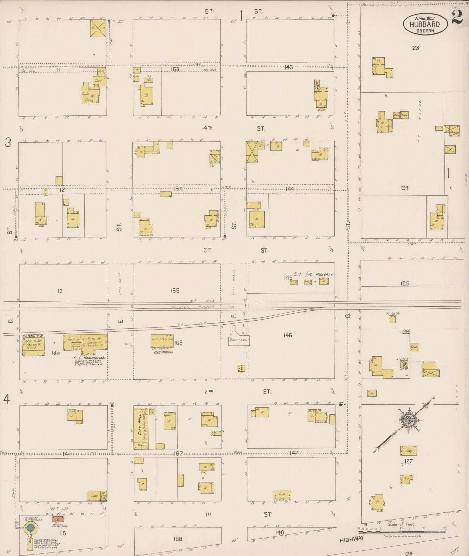 Sanborn Fire Insurance Map from Hubbard, Marion County, Oregon (1922), Sheet #0002 - Complete Map Set gallery image, historic Sanborn map, vintage wall art, Oregon Oregon