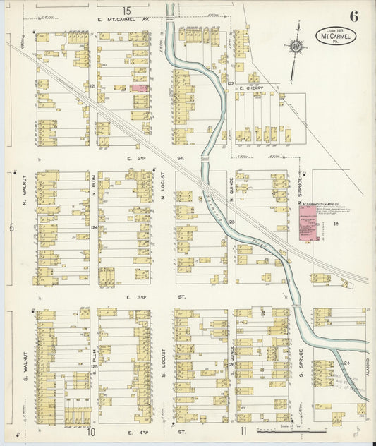 Sanborn Fire Insurance Map from Mount Carmel, Northumberland County, Pennsylvania (1913), Sheet #0006 - Historic Sanborn Fire Insurance Map Print, vintage old map wall art, antique decor, genealogy gift, Pennsylvania Pennsylvania map