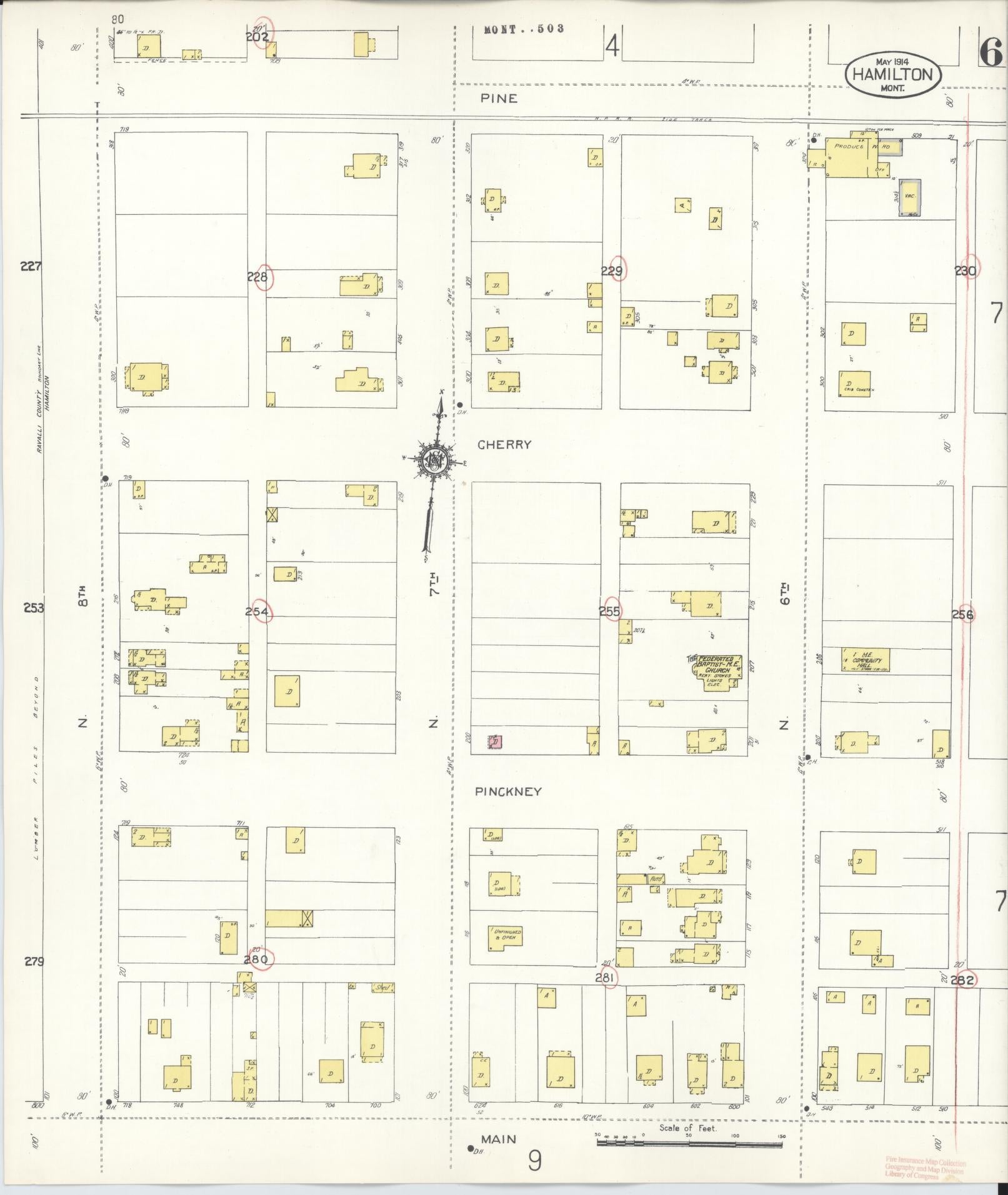 Sanborn Fire Insurance Map from Hamilton, Ravalli County, Montana (1944), Sheet #0006 - Complete Map Set gallery image, historic Sanborn map, vintage wall art, Montana Montana
