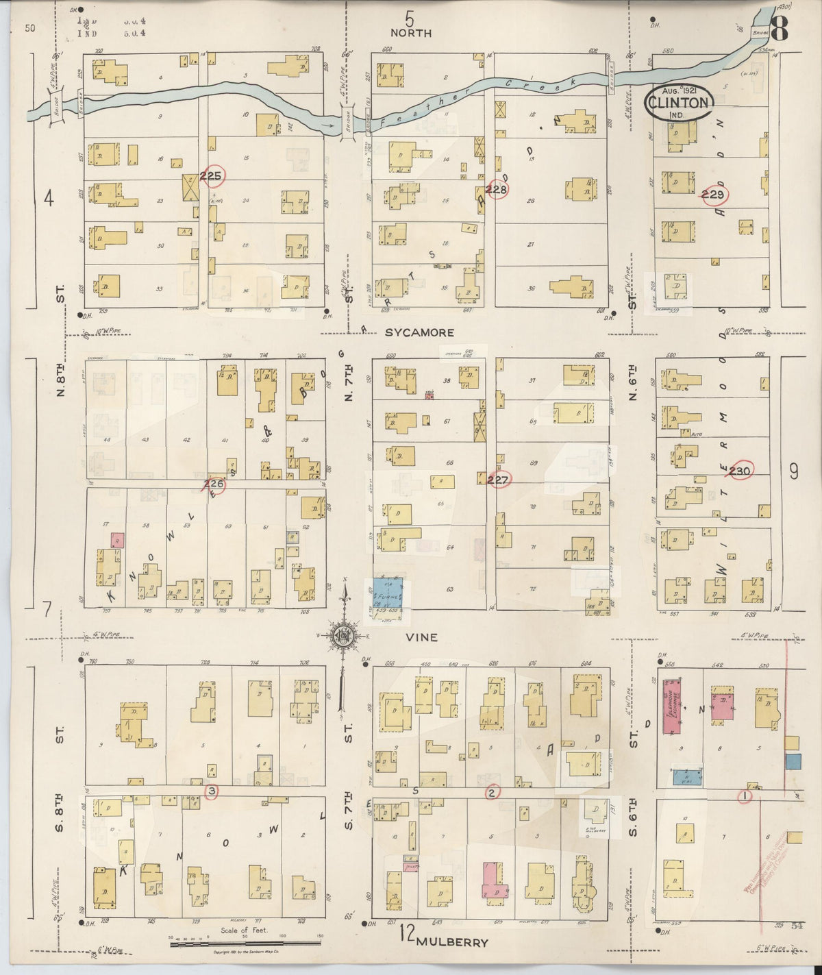 Sanborn Fire Insurance Map from Clinton, Vermillion County, Indiana (1947), Sheet #0008 - Historic Sanborn Fire Insurance Map Print, vintage old map wall art, antique decor, genealogy gift, Indiana Indiana map
