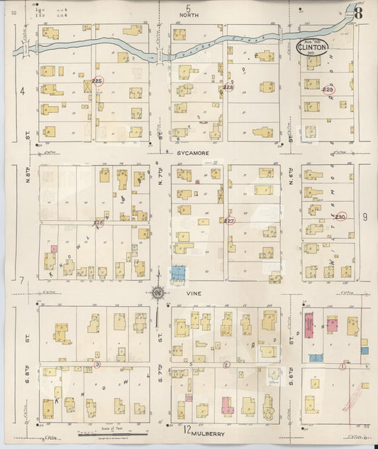 Sanborn Fire Insurance Map from Clinton, Vermillion County, Indiana (1947), Sheet #0008 - Historic Sanborn Fire Insurance Map Print, vintage old map wall art, antique decor, genealogy gift, Indiana Indiana map