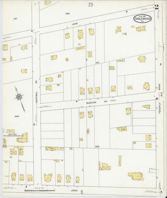 Sanborn Fire Insurance Map from Englewood, Bergen County, New Jersey (1915), Sheet #0002 - Historic Sanborn Fire Insurance Map Print, vintage old map wall art, antique decor, genealogy gift, New Jersey New Jersey map