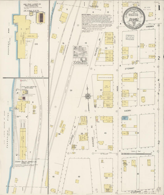 Sanborn Fire Insurance Map from Duvall, King County, Washington (1917), Sheet #0001 - Complete Map Set gallery image, historic Sanborn map, vintage wall art, Washington Washington