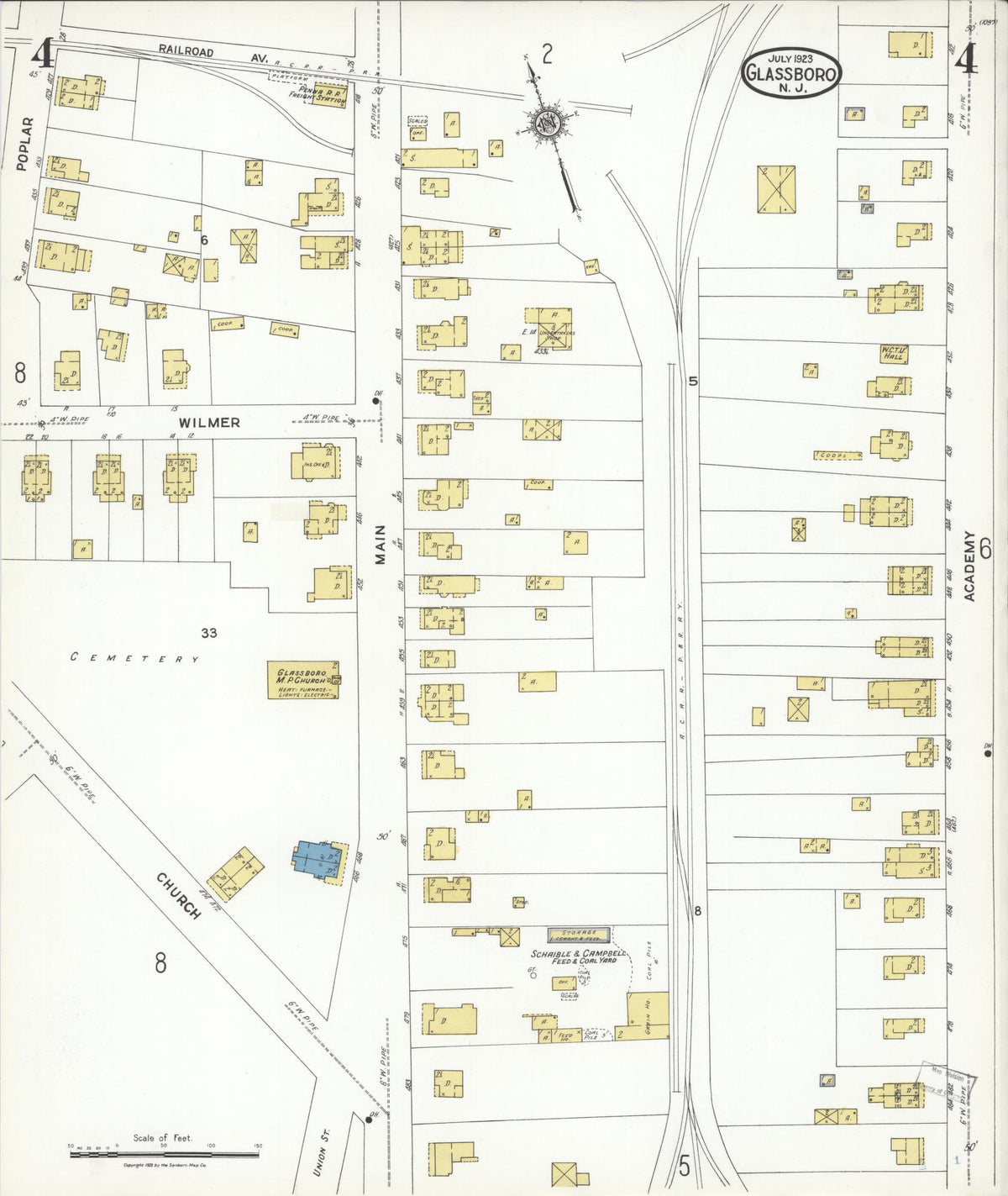 Sanborn Fire Insurance Map from Glassboro, Gloucester County, New Jersey (1923), Sheet #0004 - Complete Map Set gallery image, historic Sanborn map, vintage wall art, New Jersey New Jersey