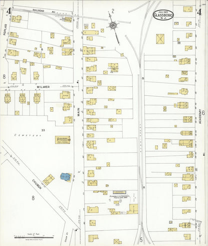 Sanborn Fire Insurance Map from Glassboro, Gloucester County, New Jersey (1923), Sheet #0004 - Complete Map Set gallery image, historic Sanborn map, vintage wall art, New Jersey New Jersey